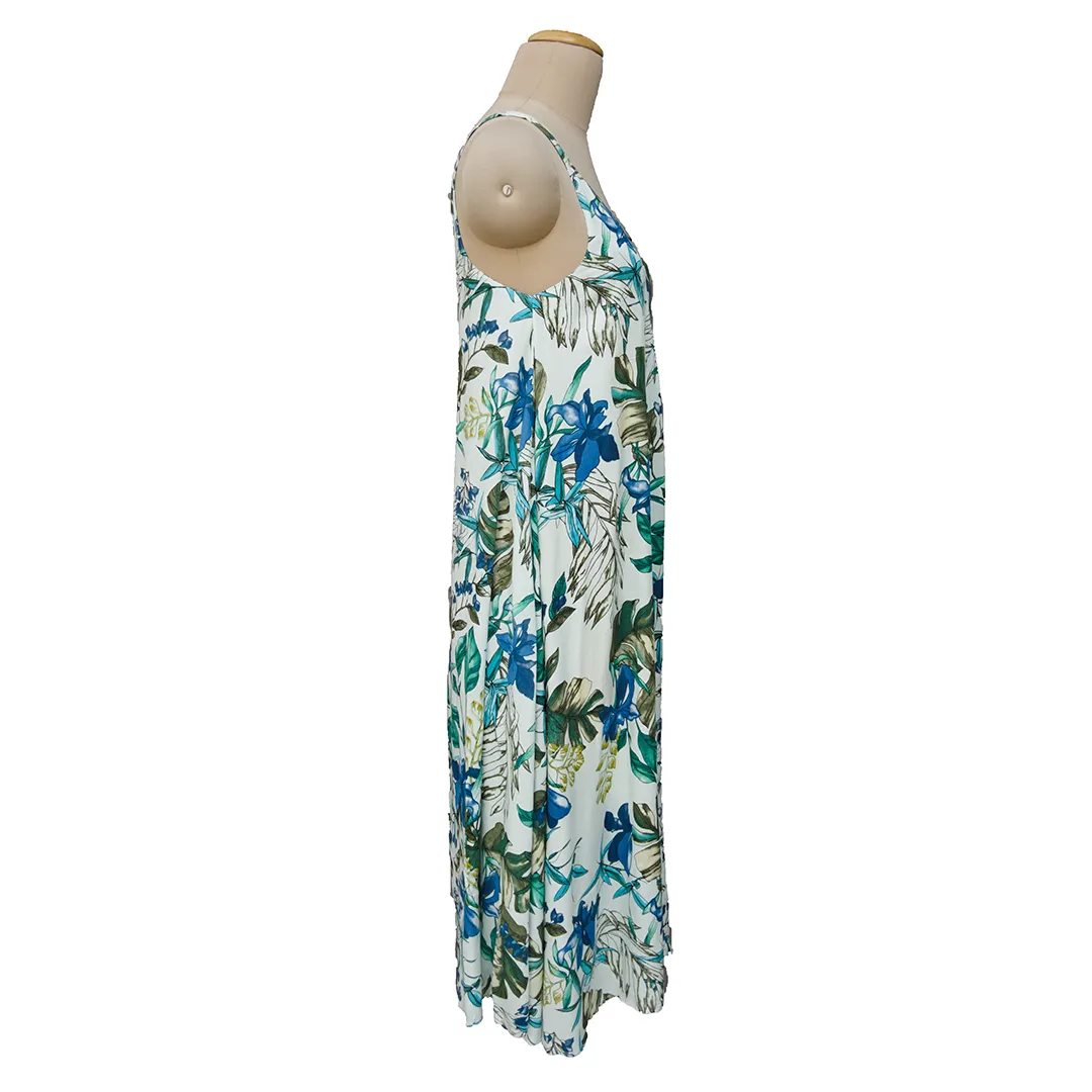 White Floral Maxi Dress Size 14-30 SM4