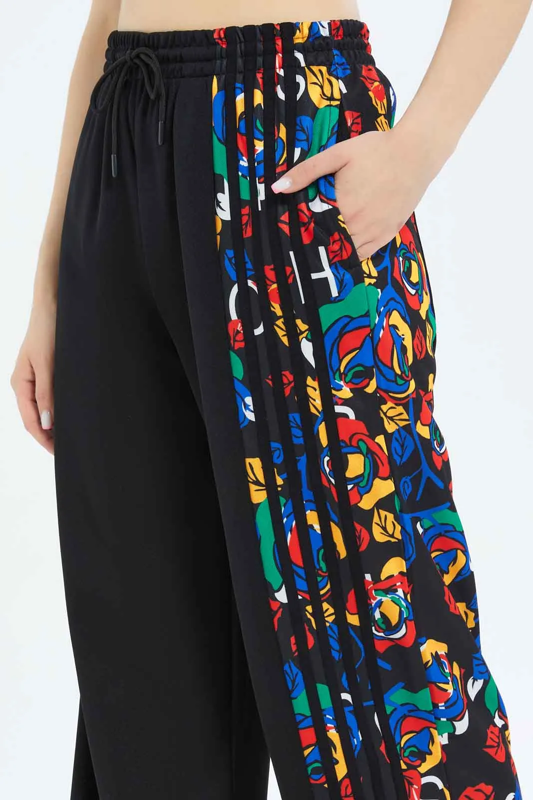 Women Black Wide Leg Track Pant