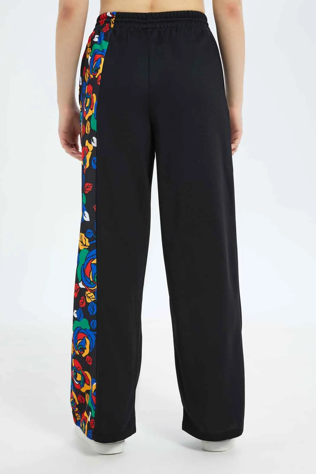 Women Black Wide Leg Track Pant