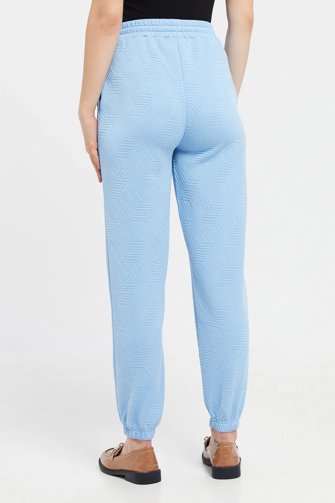 Women Blue Jacquard Joggers