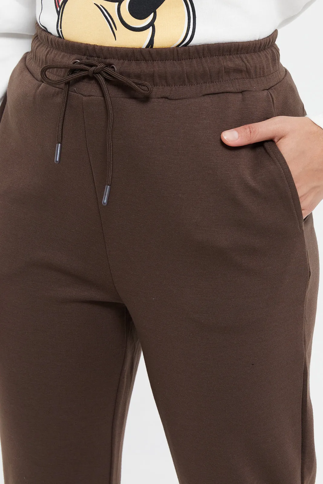 Women Brown Plain Joggers