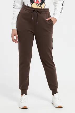 Women Brown Plain Joggers