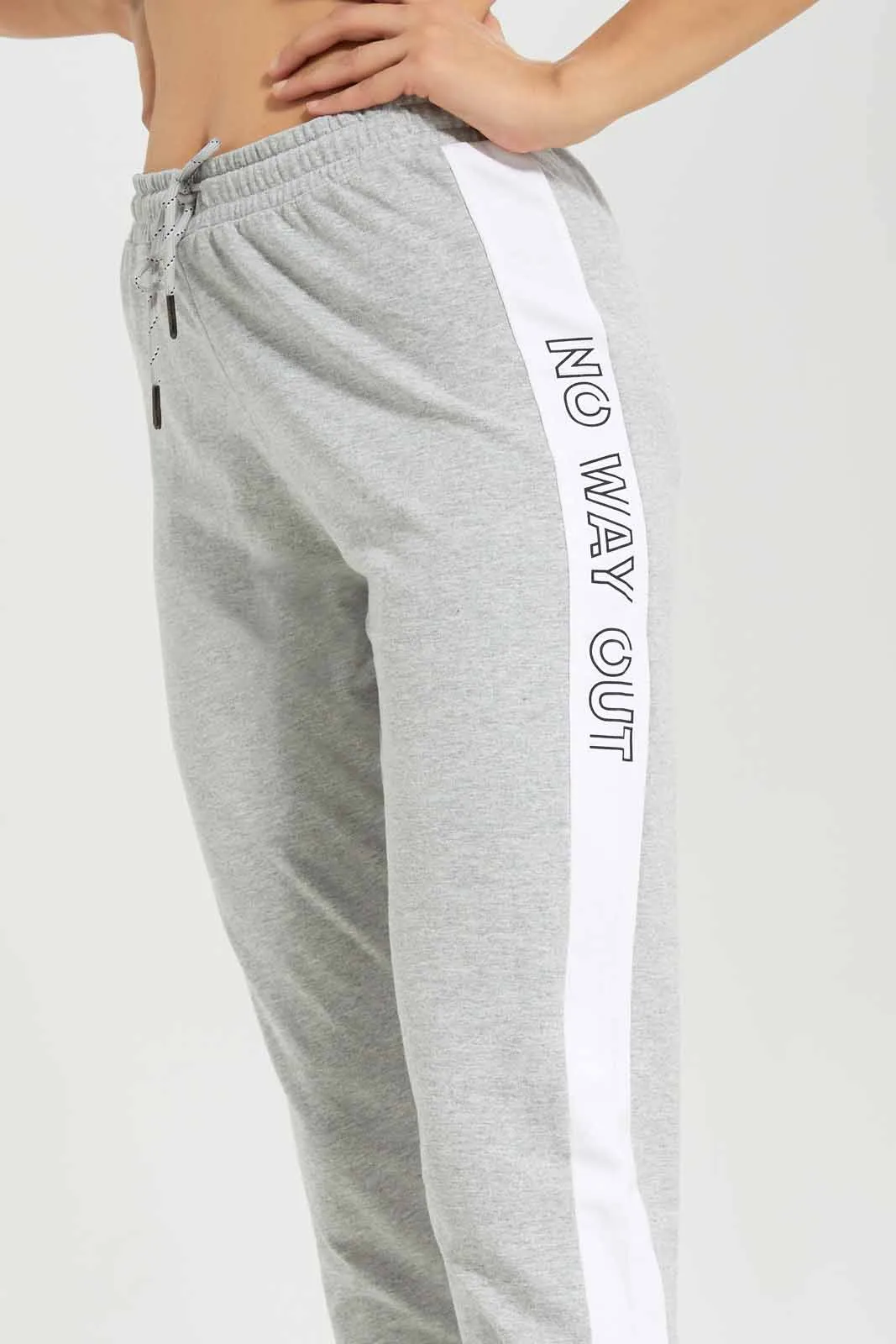 Women Grey Basic Jogger With Side Tape