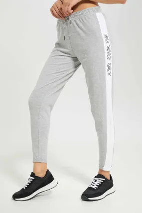 Women Grey Basic Jogger With Side Tape