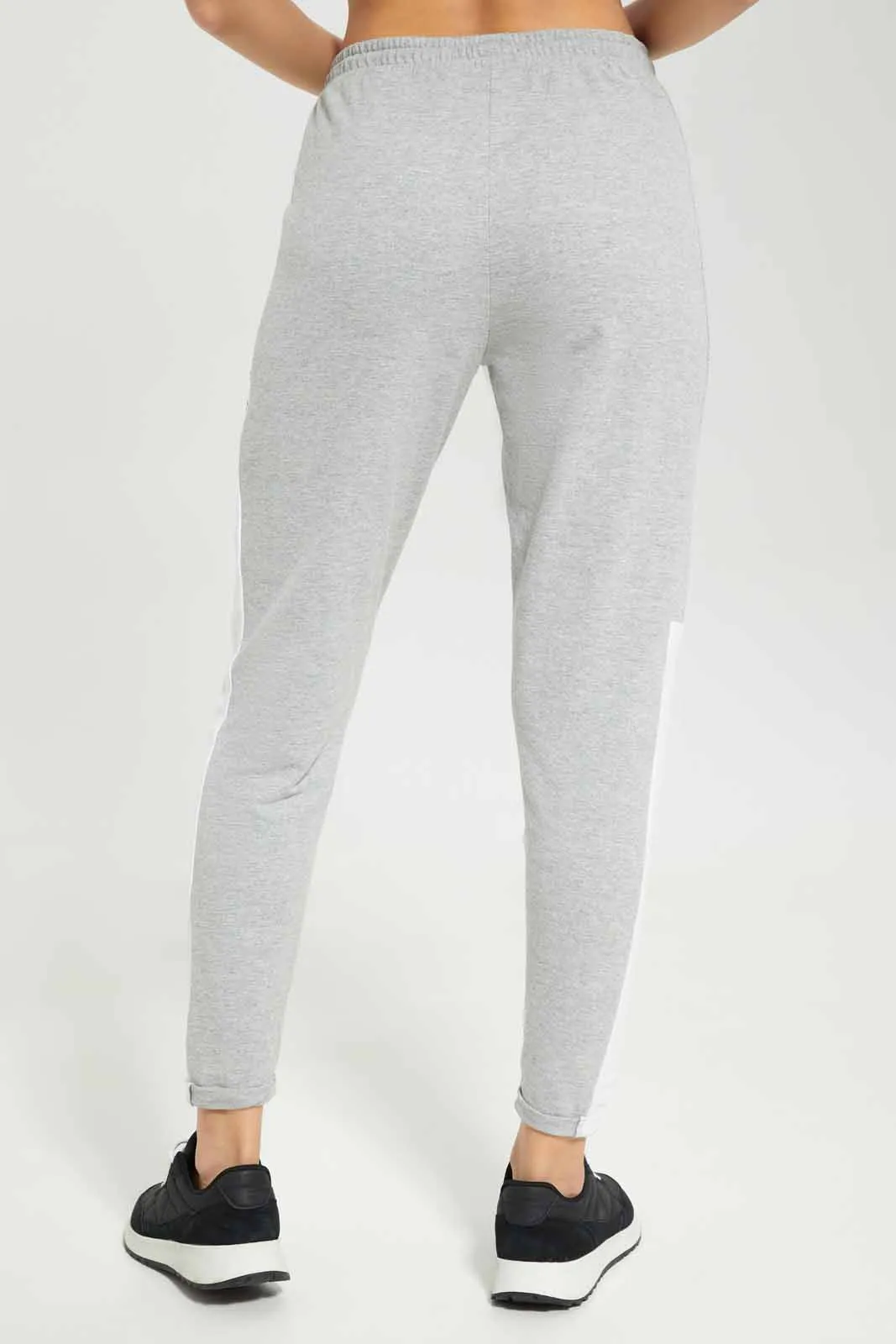 Women Grey Basic Jogger With Side Tape