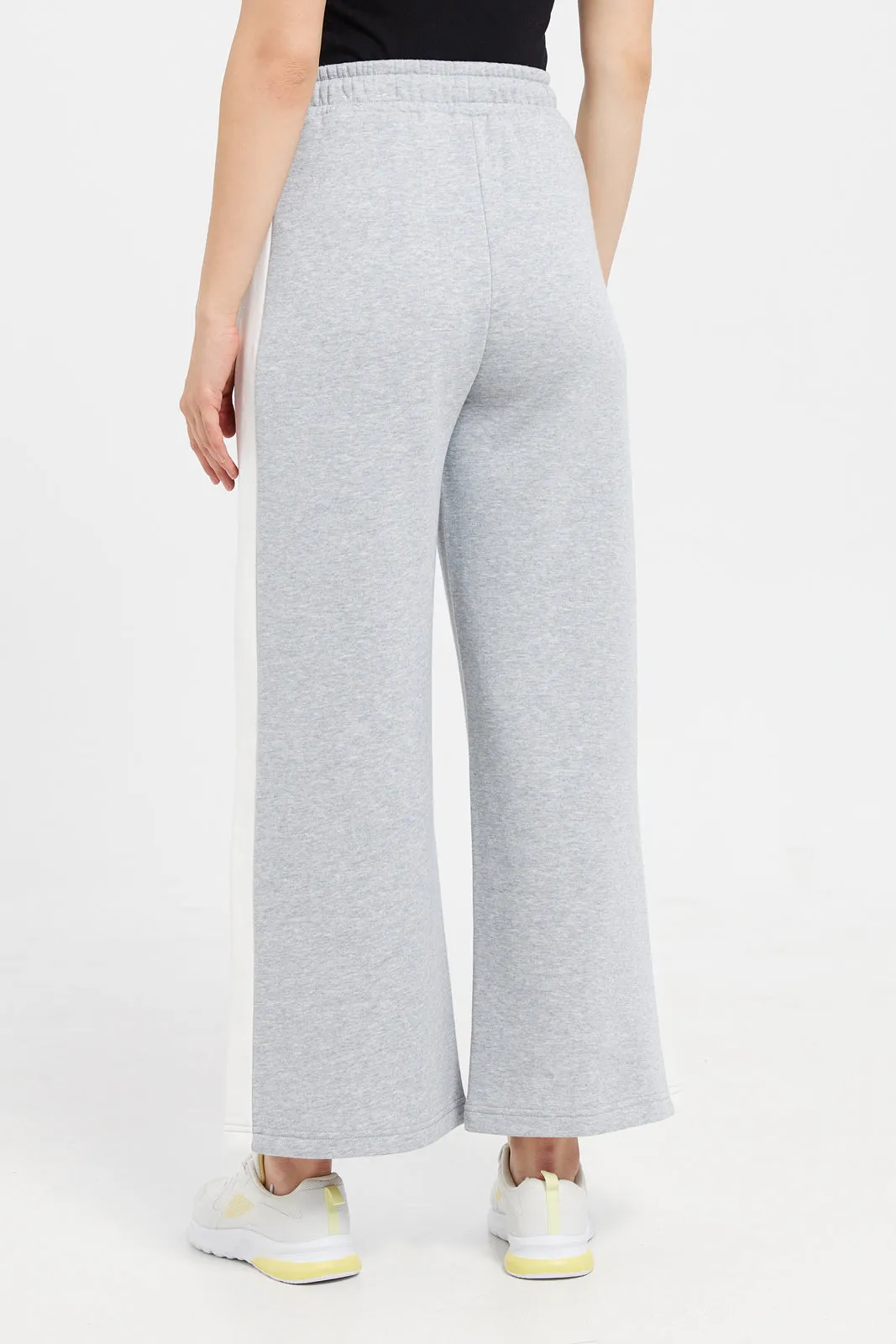 Women Grey Embroidery Wide Leg Active Pants