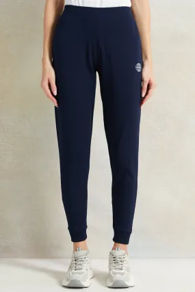 Women Navy Placement Print Joggers