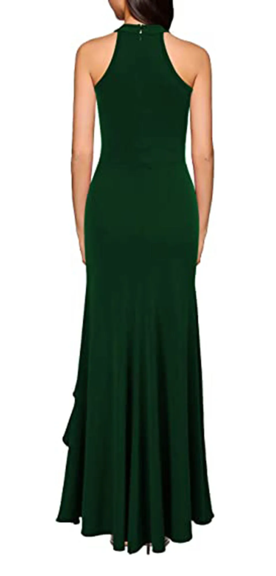 Women's High Neck Split Bodycon Mermaid Evening Cocktail Long Dress