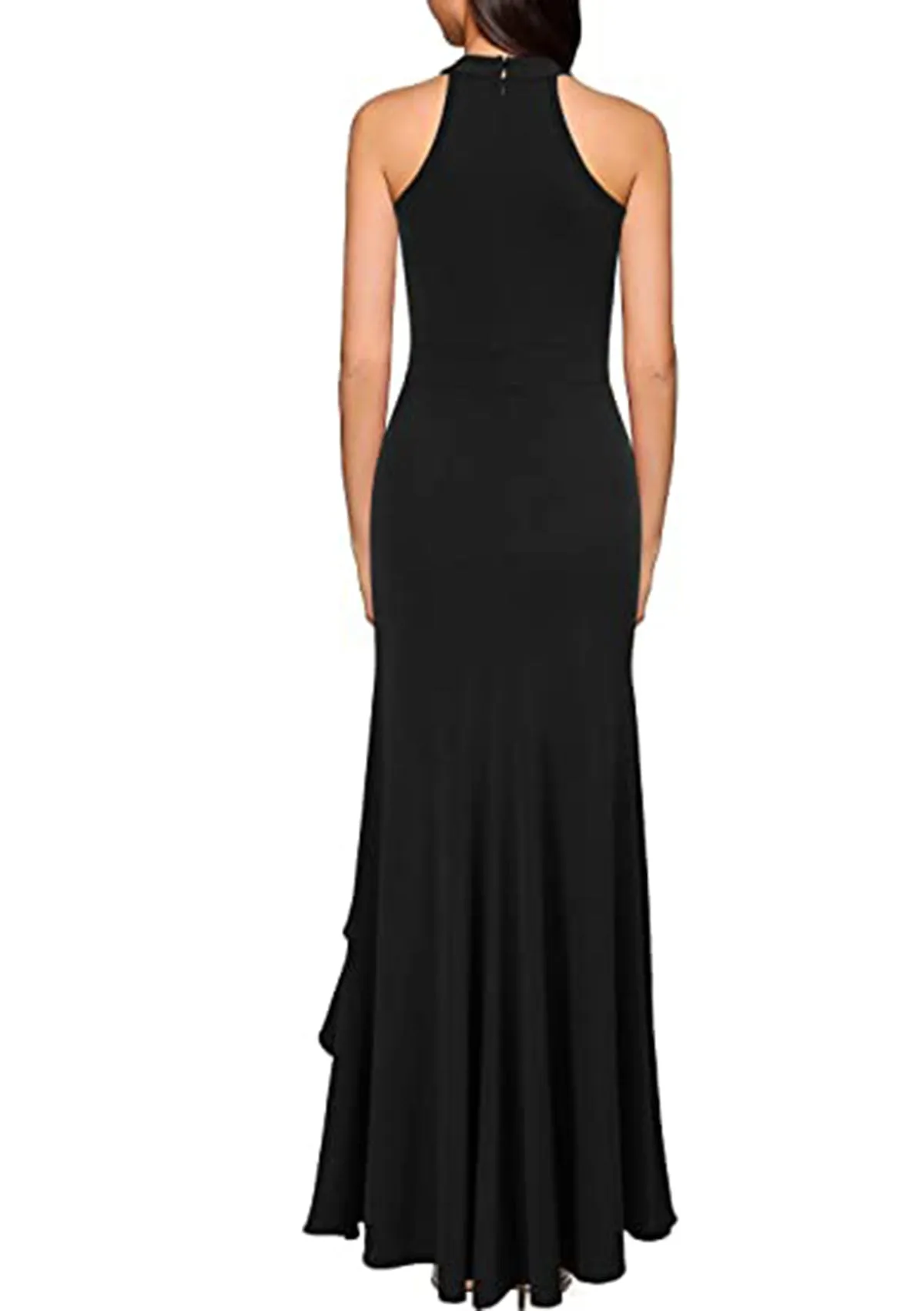 Women's High Neck Split Bodycon Mermaid Evening Cocktail Long Dress