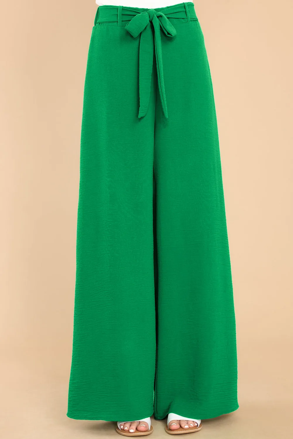 Women's High Waist Loops Belted Wide Leg Pants