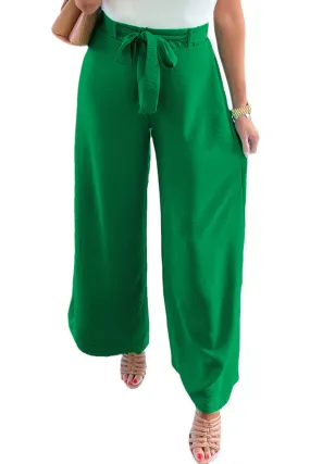 Women's High Waist Loops Belted Wide Leg Pants