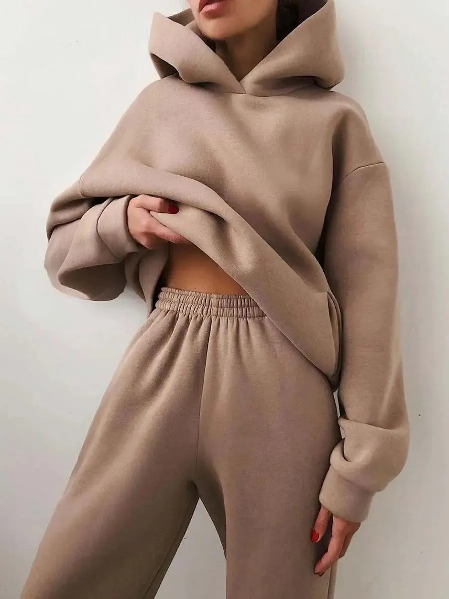 Women's Hooded Sweater Two-piece Suit