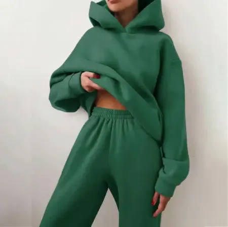 Women's Hooded Sweater Two-piece Suit