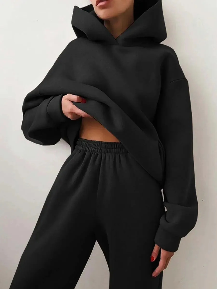 Women's Hooded Sweater Two-piece Suit