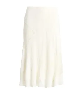 Women's Patchwork Tulle And Gauze Midi Skirt Mascarpone Cream