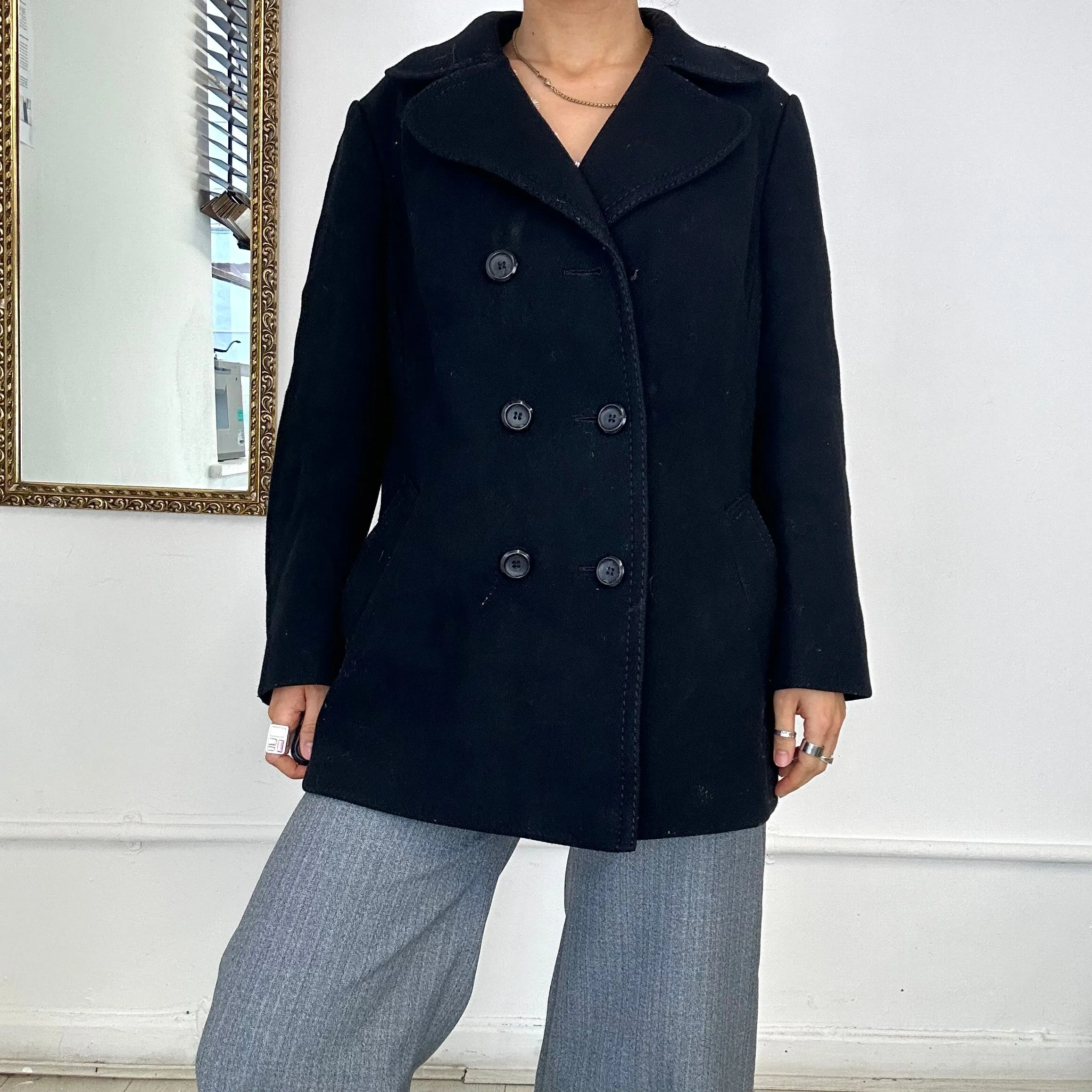 wool double breasted trench coat