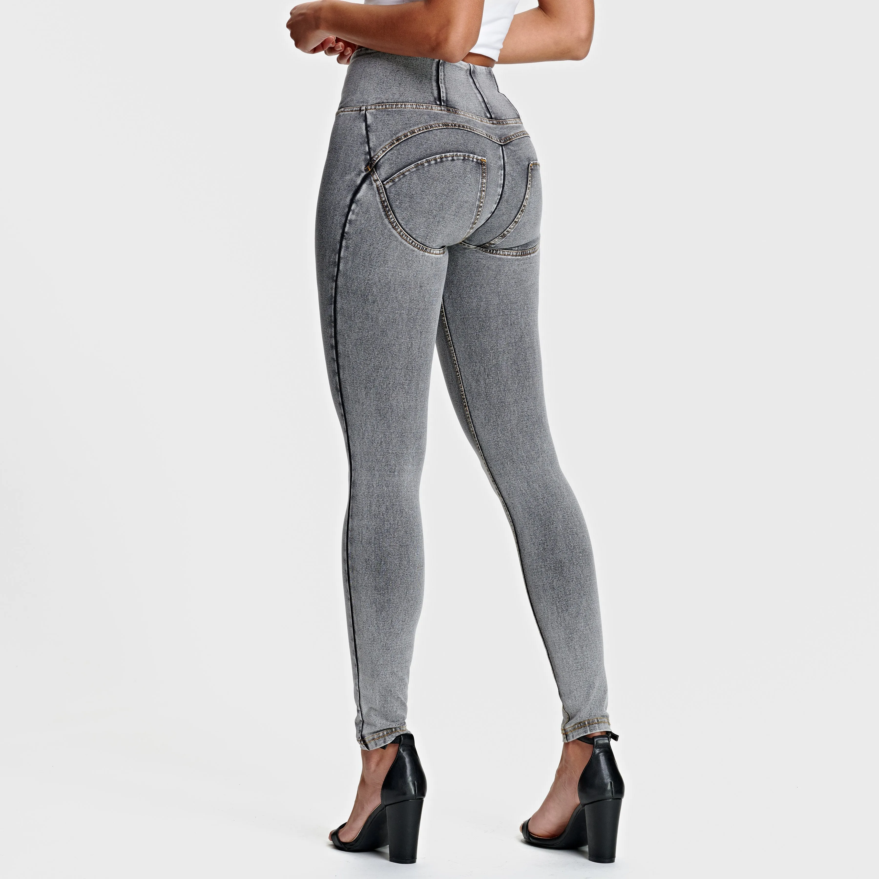 WR.UP® Denim - High Waist - Full Length - Grey   Yellow Stitching