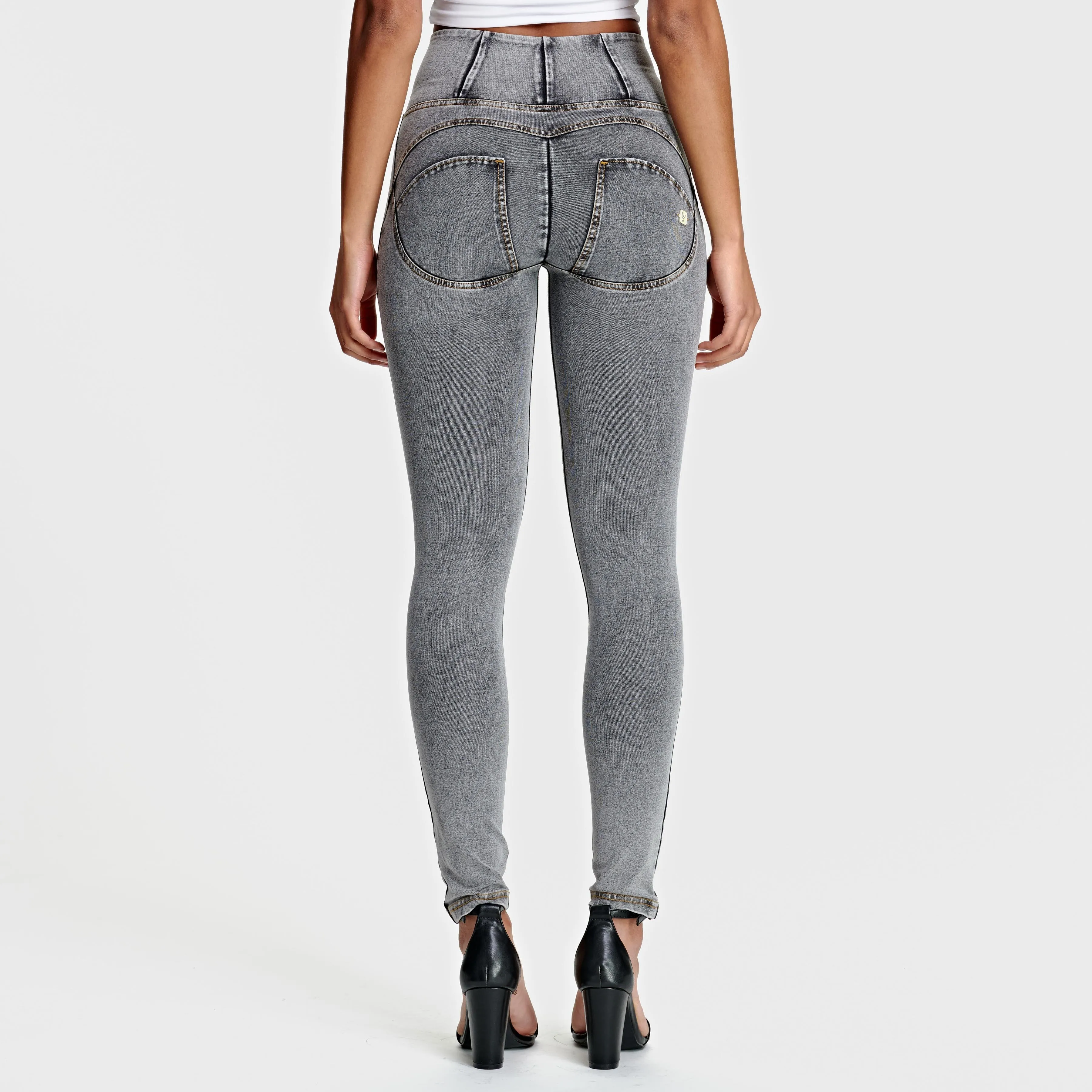 WR.UP® Denim - High Waist - Full Length - Grey   Yellow Stitching