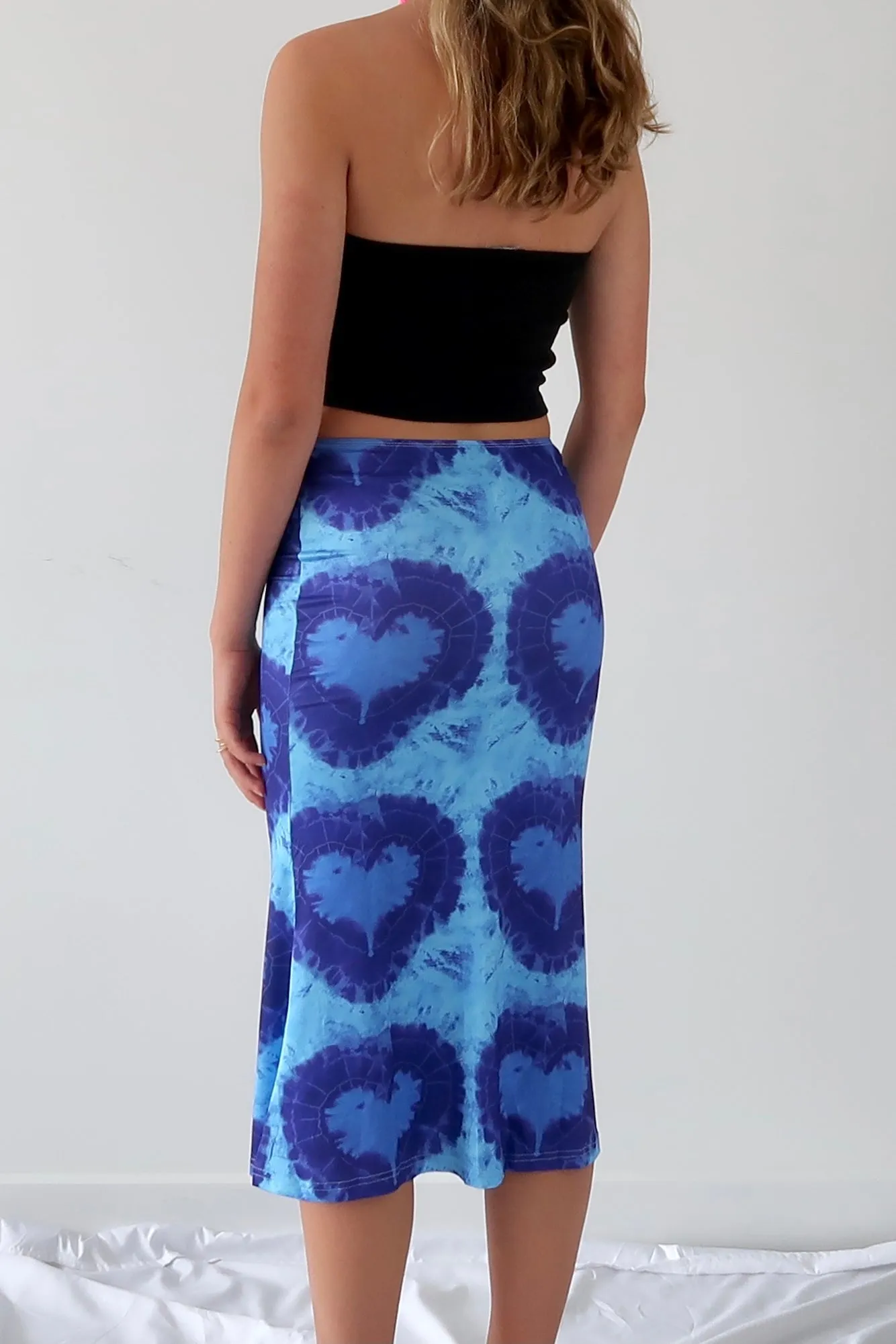 Y2K tie die heart midi skirt