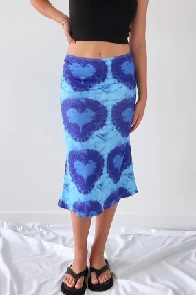 Y2K tie die heart midi skirt