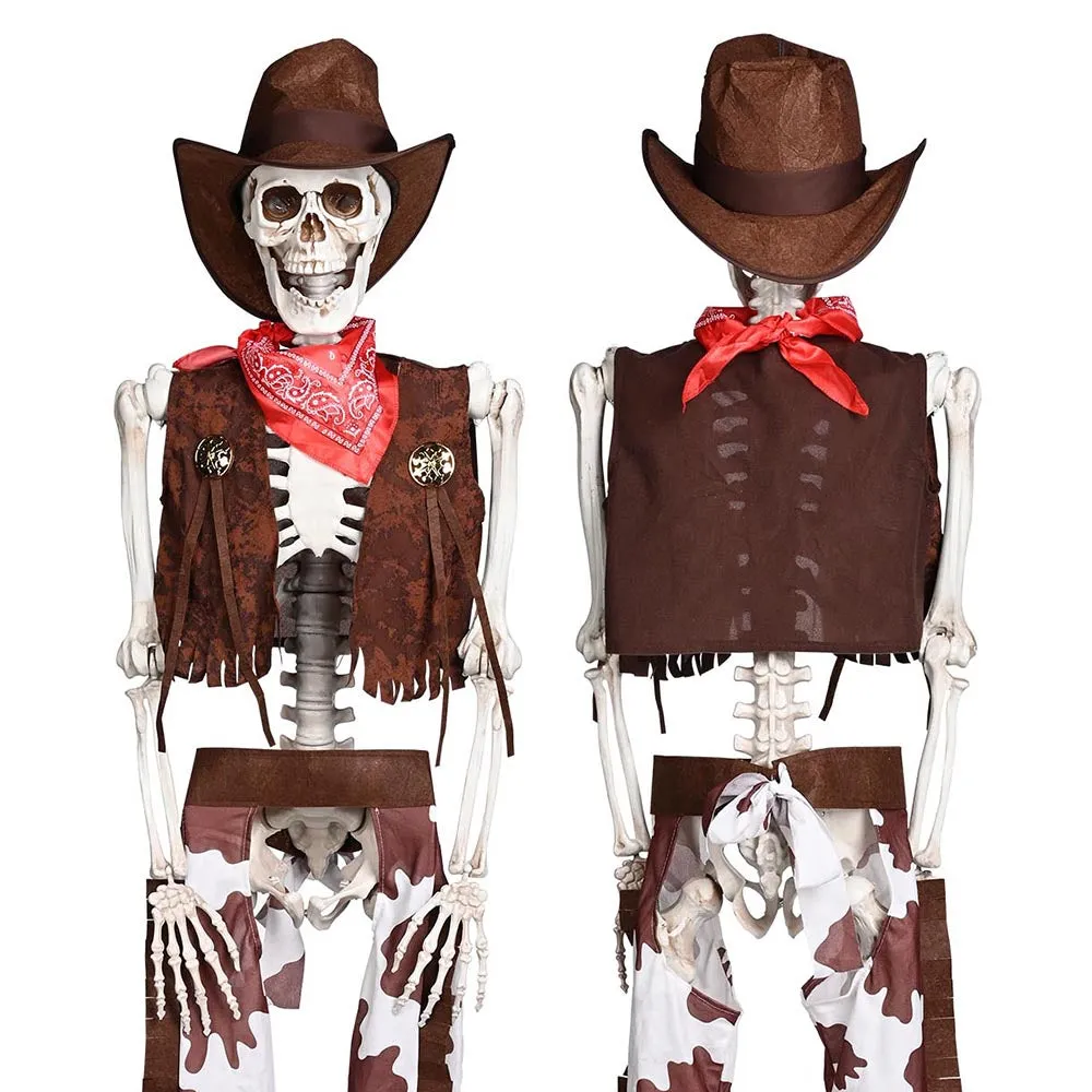 Yescom 5.4ft Skeleton Halloween Decoration Posable Cowboy